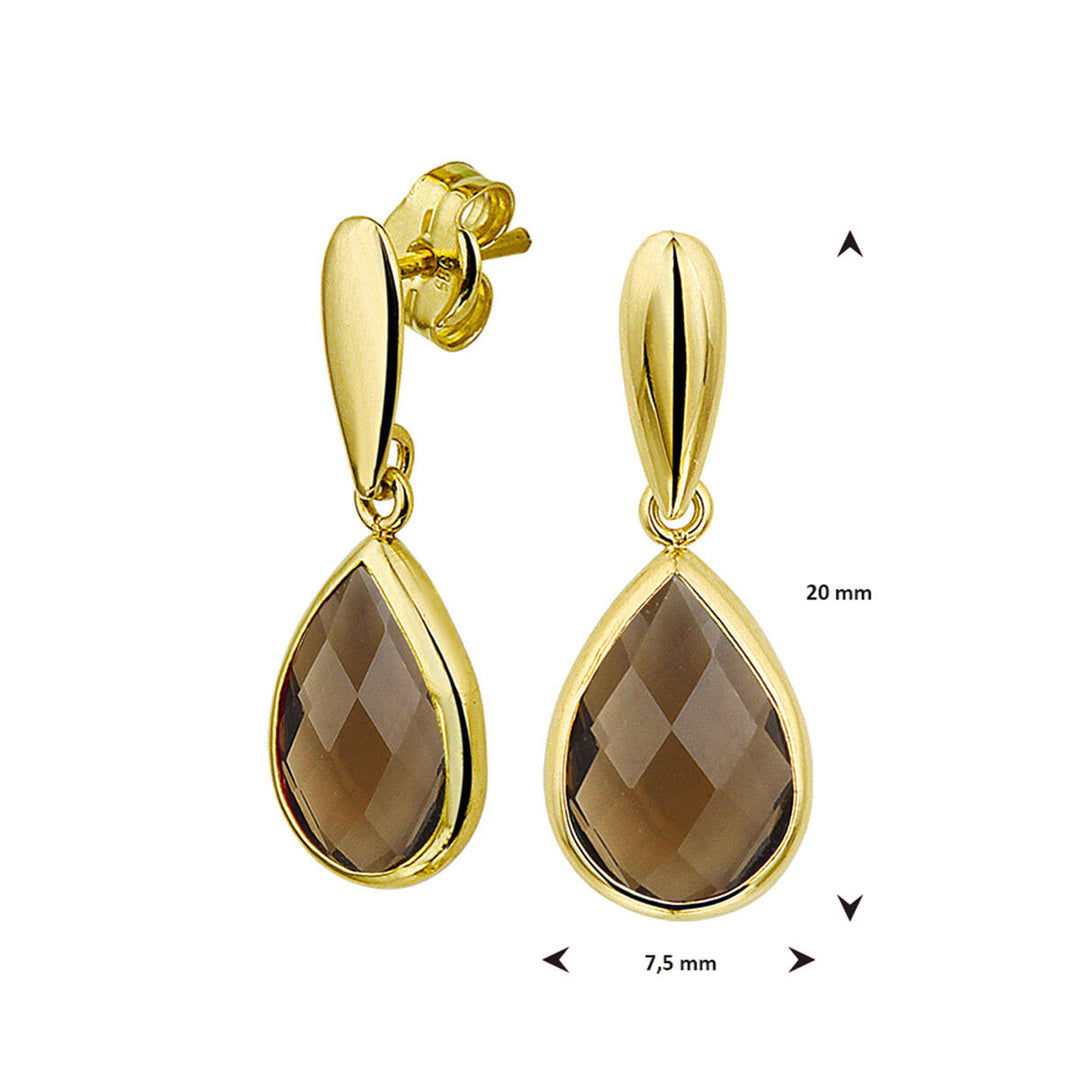 Ohrringe Rauchquarz 14K Gelbgold