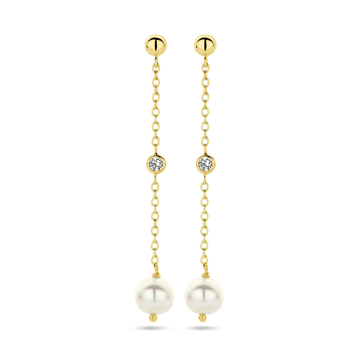 Ohrringe Perle Zirkonia 14K Gelbgold