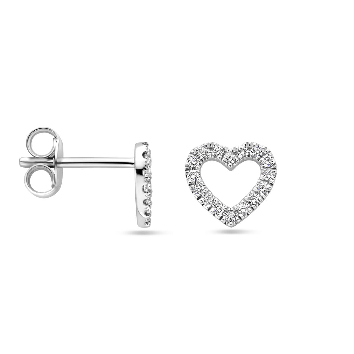 Ohrstecker Herz Diamant 0,11ct (2x 0,055ct) H SI 7 mm 14K Weißgold