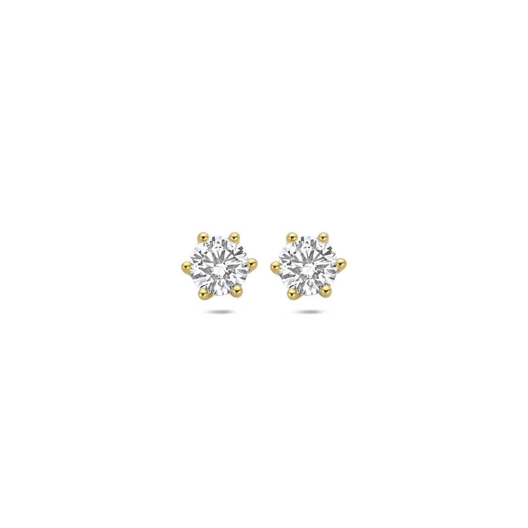 Gouden oorknoppen met lab grown diamant – 14k geelgoud
