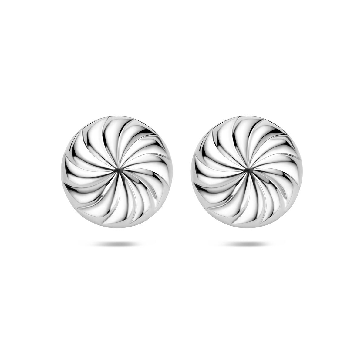 Silberne Ohrstecker in Knotenform mit geriffelter Oberfläche aus rhodiniertem 925er Silber