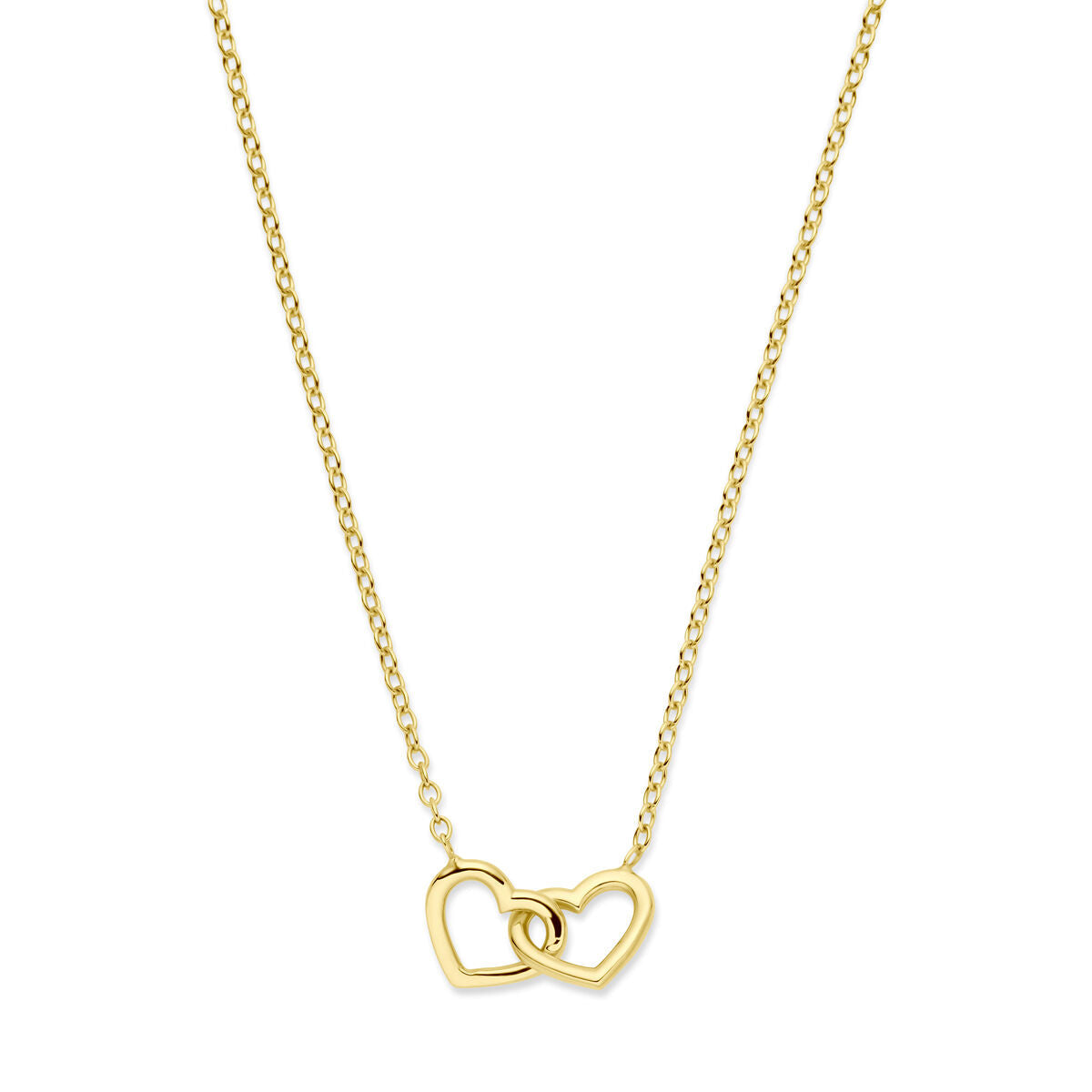Halskette aus 14K Gold mit zwei ineinander verschlungenen Herzen