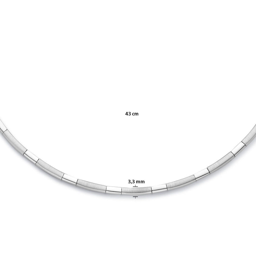 Halskette, Halsreif, 3,3 mm, 43 cm, Poly/Mattsilber, rhodiniert