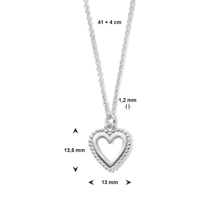 Halskette Herz 41 + 4 cm Silber rhodiniert