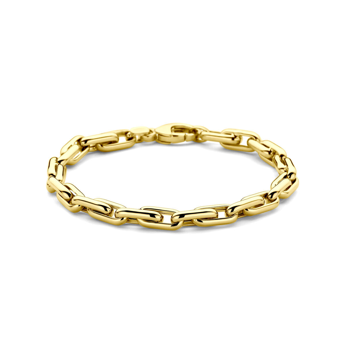 Armband aus 14K Gelbgold, 5,5 mm breit und 19 cm lang mit ovalen Gliedern