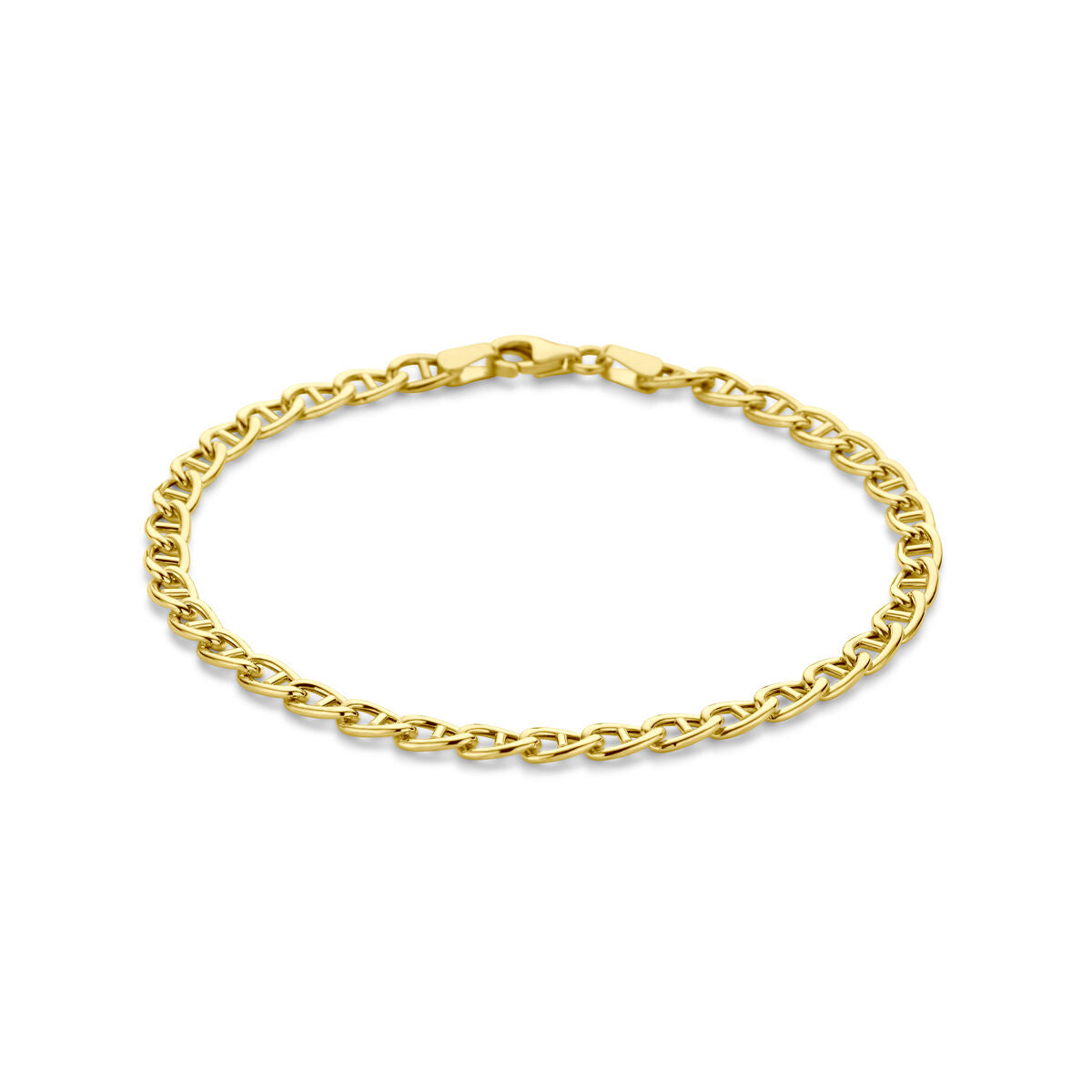 Armband aus 14K Gelbgold, 4,0 mm breit und 19 cm lang, mit klassischem Kettendesign