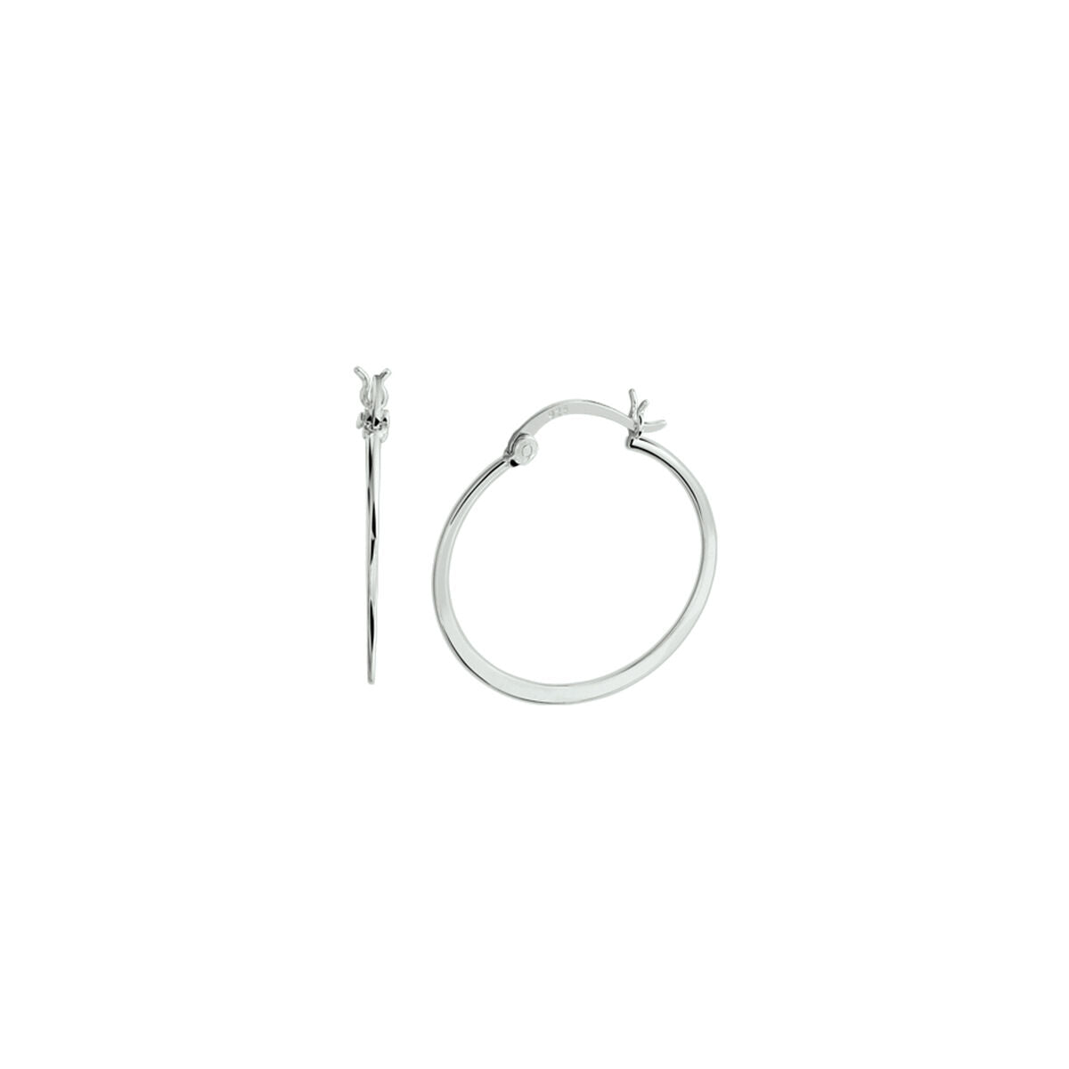 Schlichte, rhodinierte Silber-Ohringe mit Scharnier und glatter Oberfläche