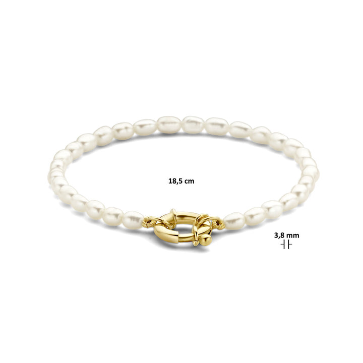 Armband Perlen 18,5 cm mit großem Federverschluss 14K Gelbgold