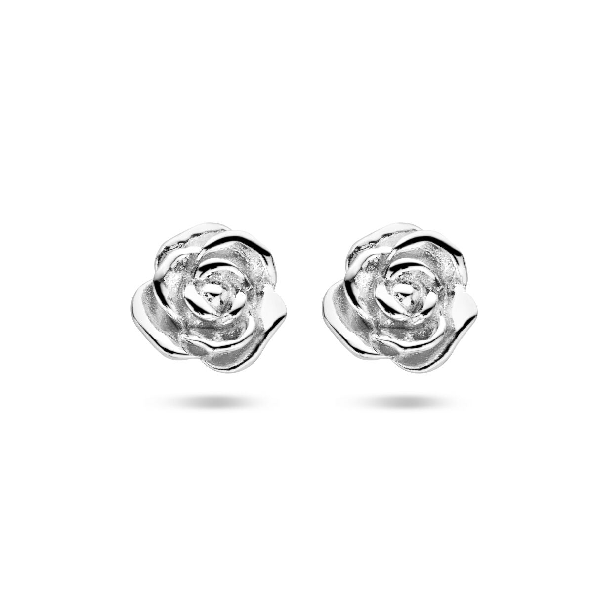 Ohrstecker in Form einer Rose aus rhodiniertem Silber