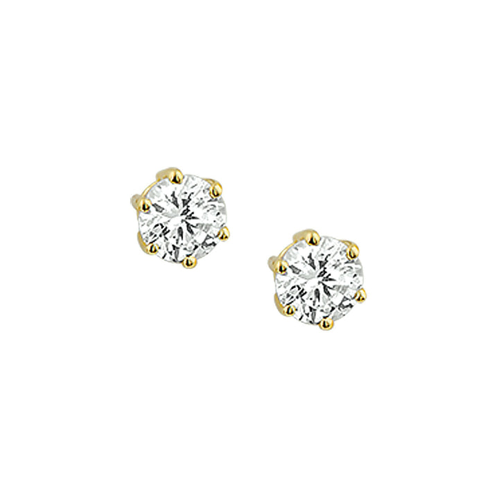 Ohrstecker aus 14K Gelbgold mit runden Zirkonia-Steinen in klarer Farbe