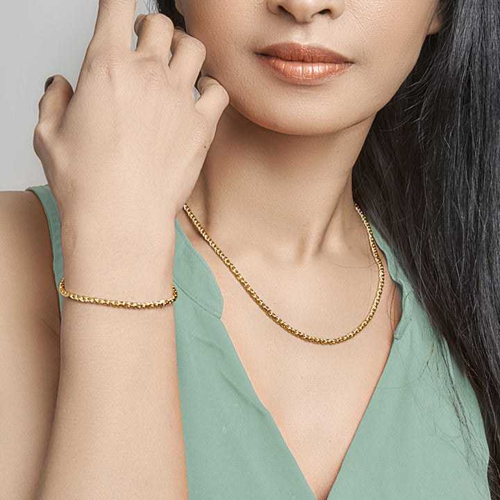 Silberarmband Damen Drahtglieder (Gelbgold mit Silberkern)