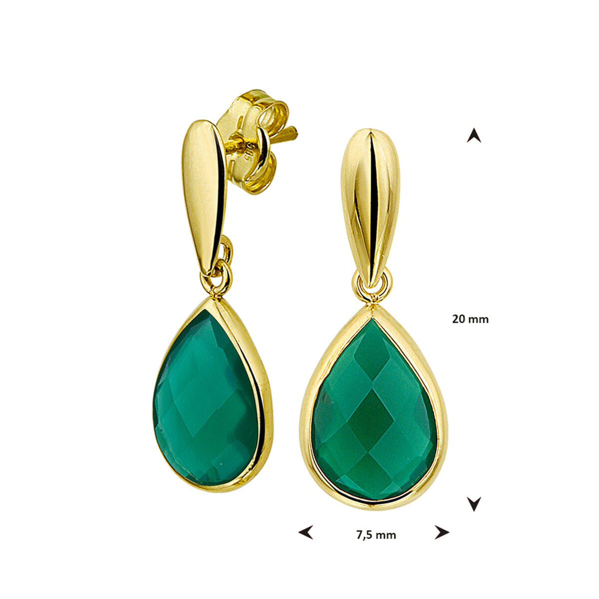 Ohrringe grüner Achat 14K Gelbgold