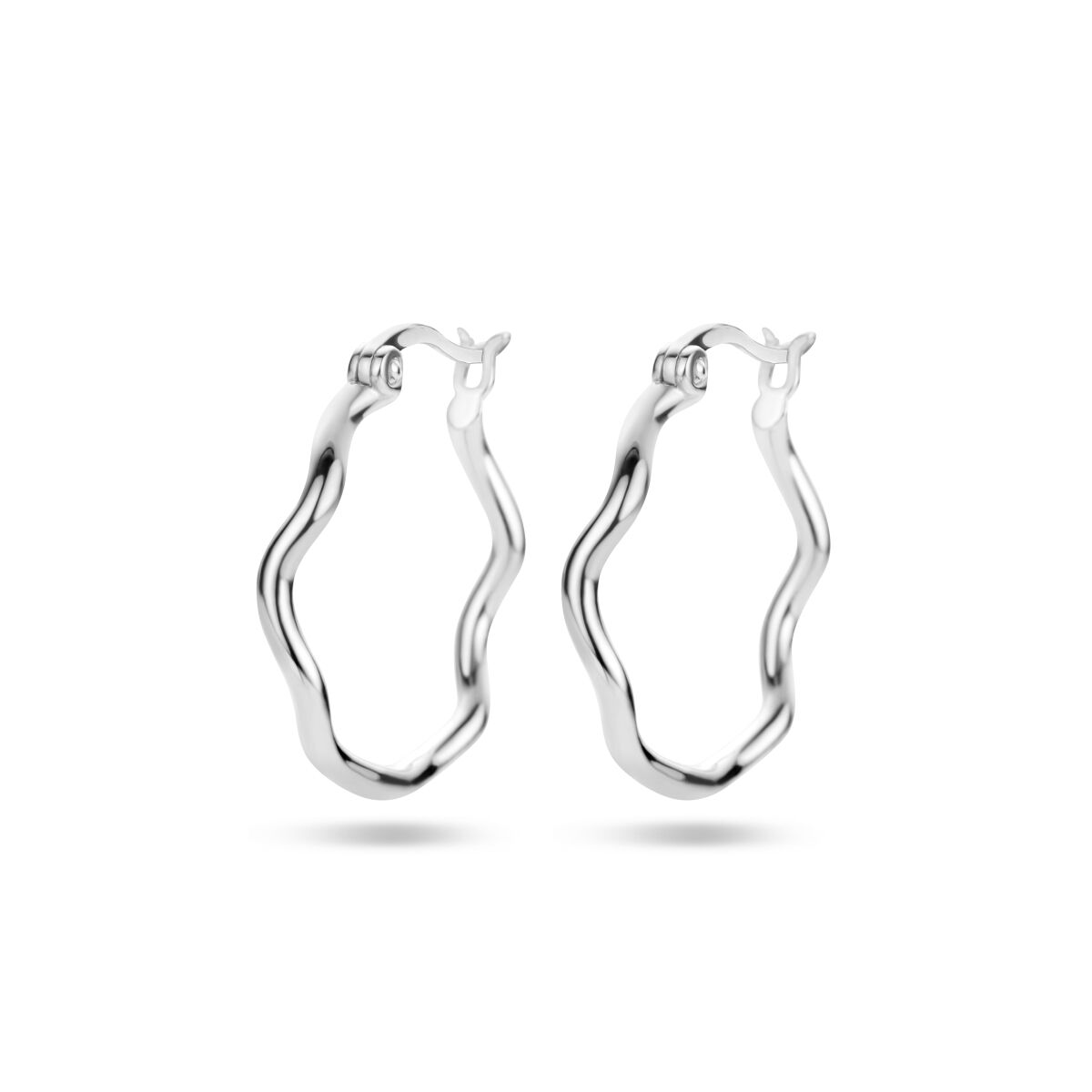 Ohringe aus rhodiniertem Silber in geschwungener Form