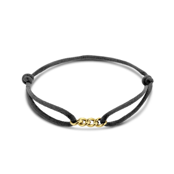 Armband Satin 13 - 26 cm 14K Gold mit Kautschuk/Nylon/Leder