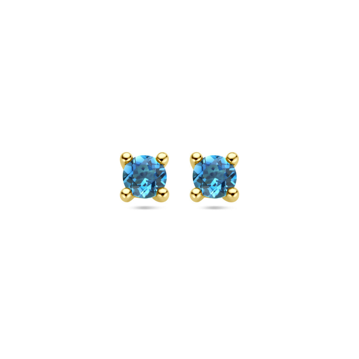 Ohrstecker aus 14K Gelbgold mit London Blue Topas in runder Form