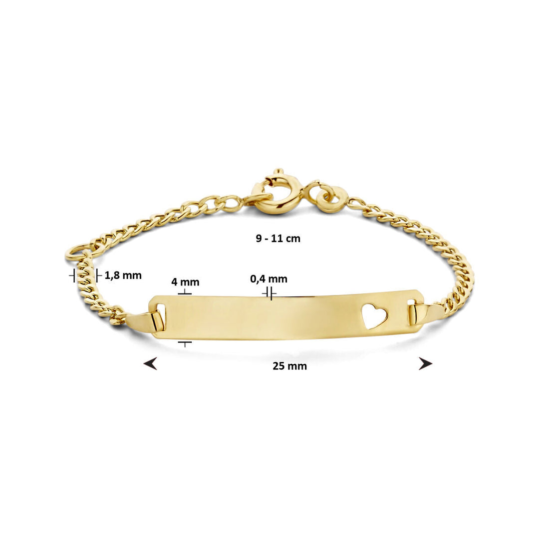 9K Gravur Armband Herzplättchen 4,0 mm 9K Gelbgold gefärbt