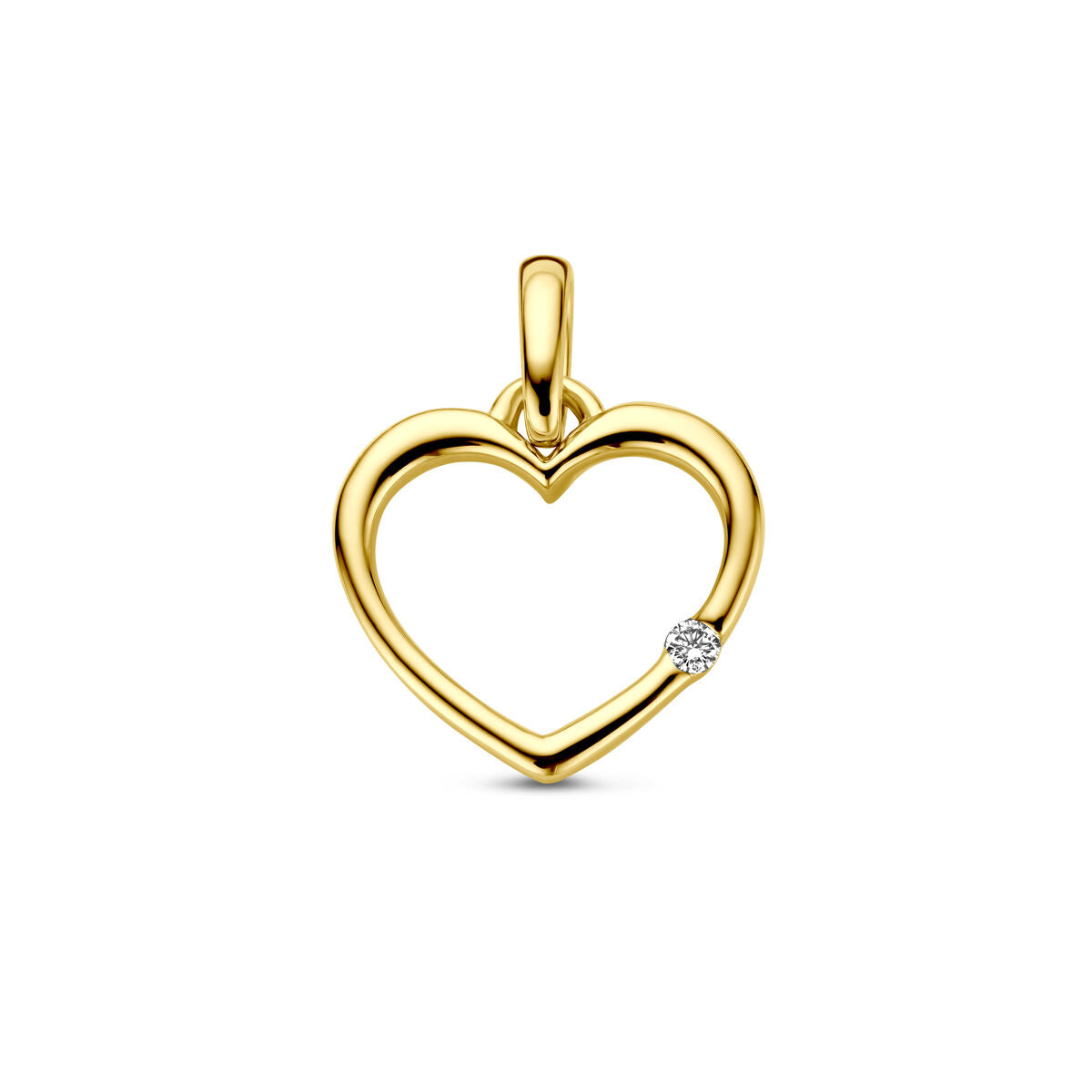 Hänger in Herzform aus 14K Gelbgold mit einem kleinen Diamanten von 0,01 ct