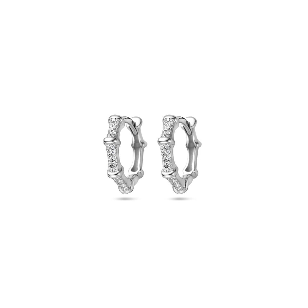 klapoorringen zirkonia 13 mm zilver gerhodineerd