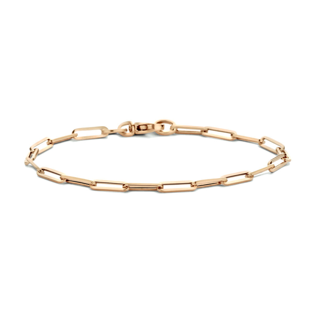Goldarmband Damen Büroklammer Vierkantrohr 14K Roségold