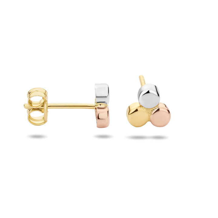 Ohrstecker rund dreifarbig 14K dreifarbiges Gold