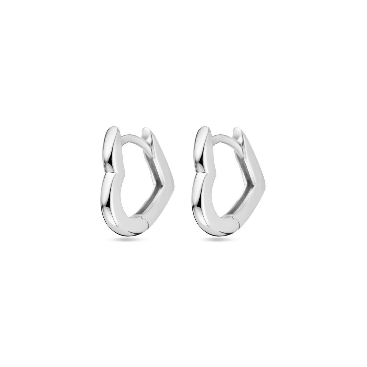 Klapp-Ohrringe in Herzform, 13 mm, aus rhodiniertem Silber