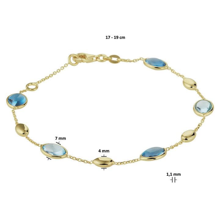Goldarmband Damen London Blau und Blautopas 14K