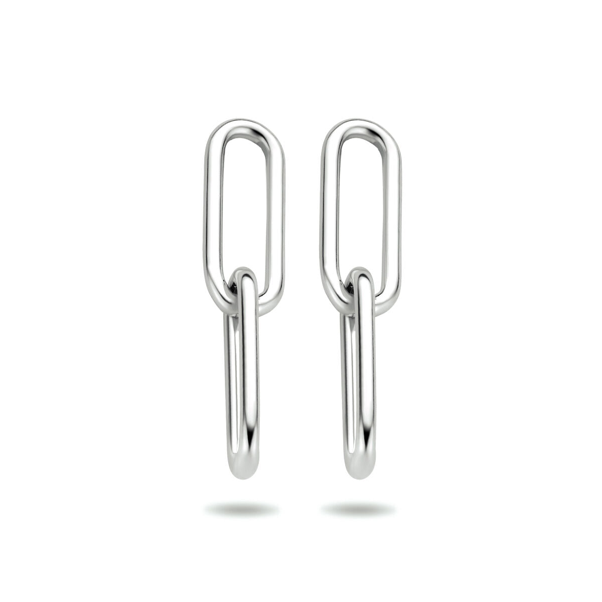 Ohrhänger aus rhodiniertem Silber in Paperclip-Form mit länglichem Design