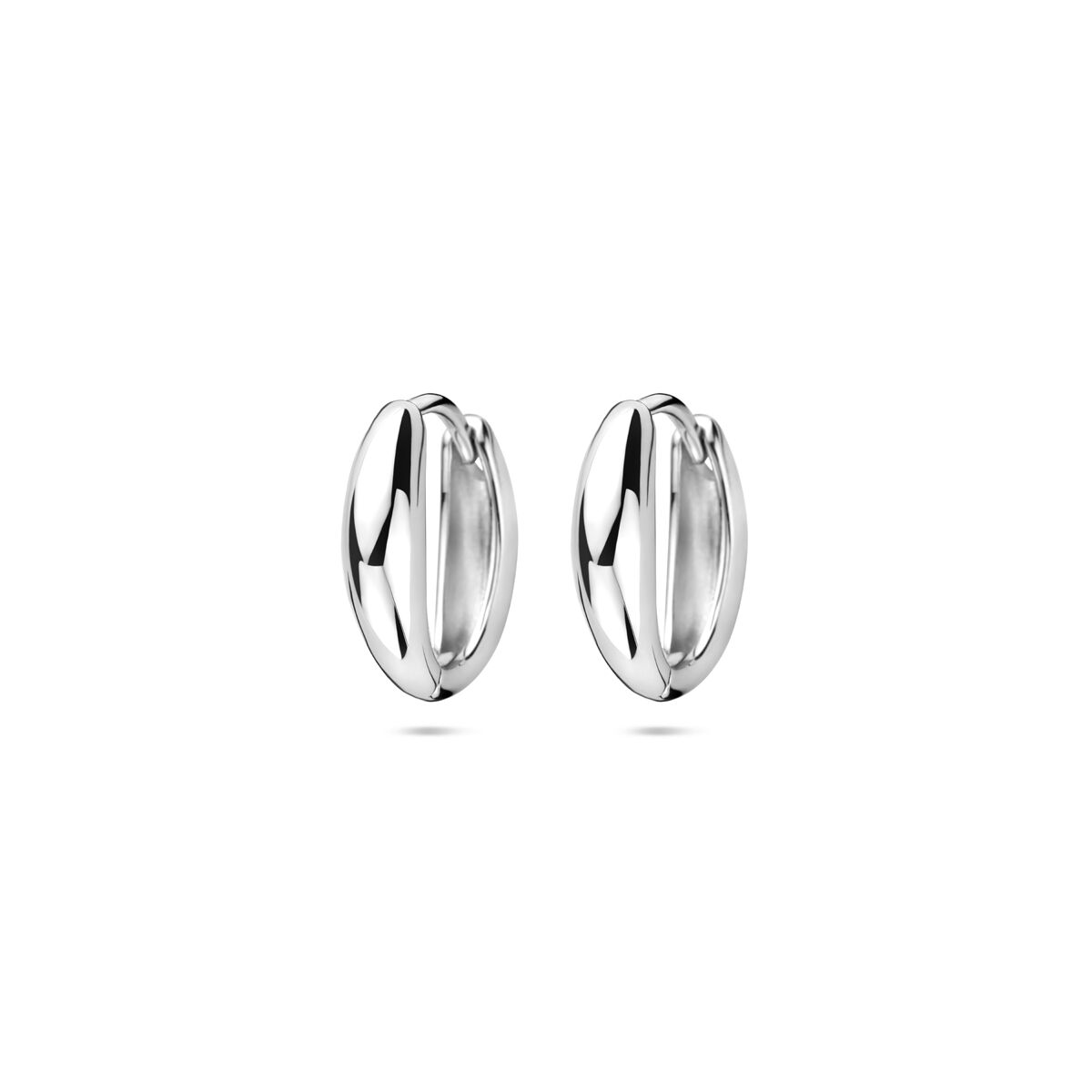 Klapp-Ohrringe aus rhodiniertem Silber mit ovaler Form und glänzender Oberfläche