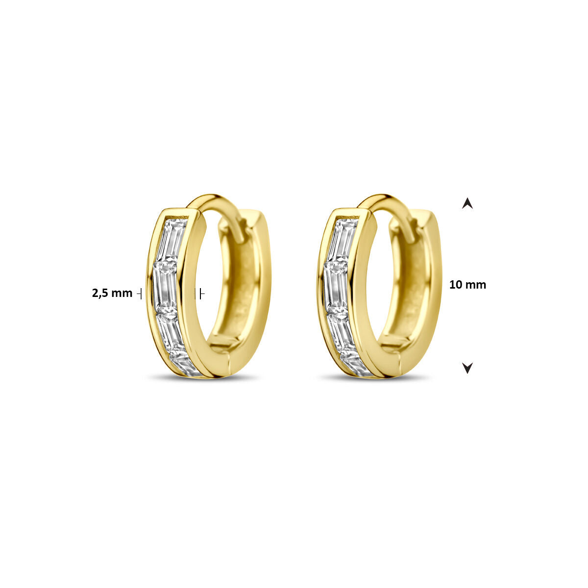 Klappcreolen Zirkonia 10 mm 1 Mikron silbervergoldet (gelb)