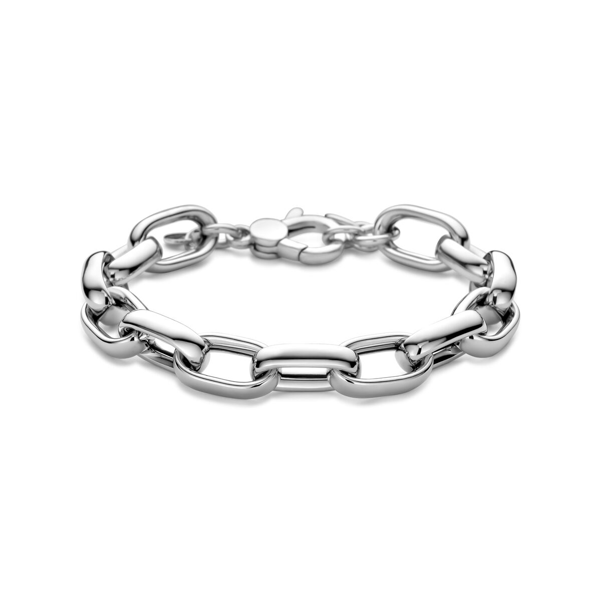 Silbernes Damenarmband mit rhodinierten Ankerkettengliedern, 10 mm breit