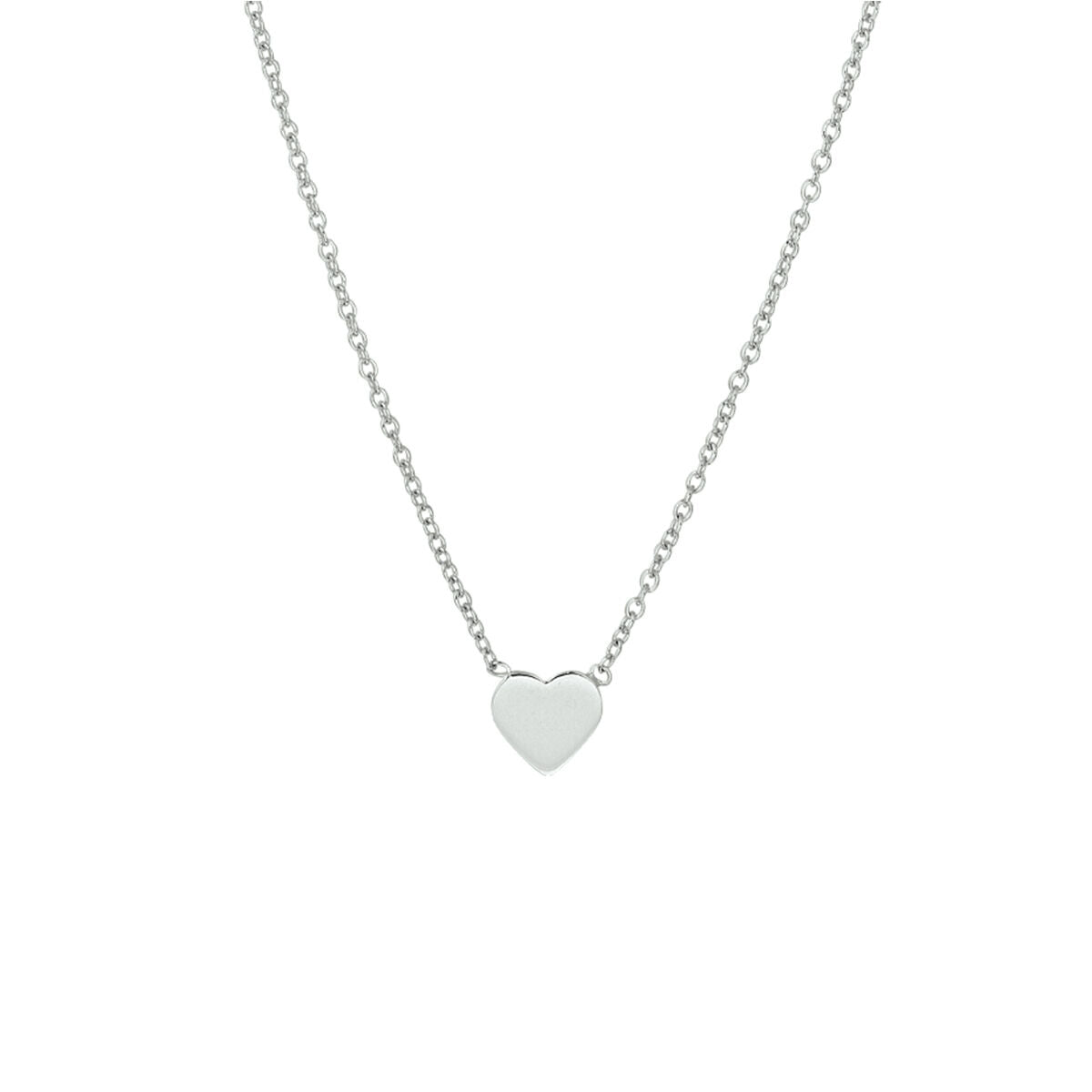 Collier mit herzförmigem Anhänger aus rhodiniertem Silber, Länge 41 + 5 cm