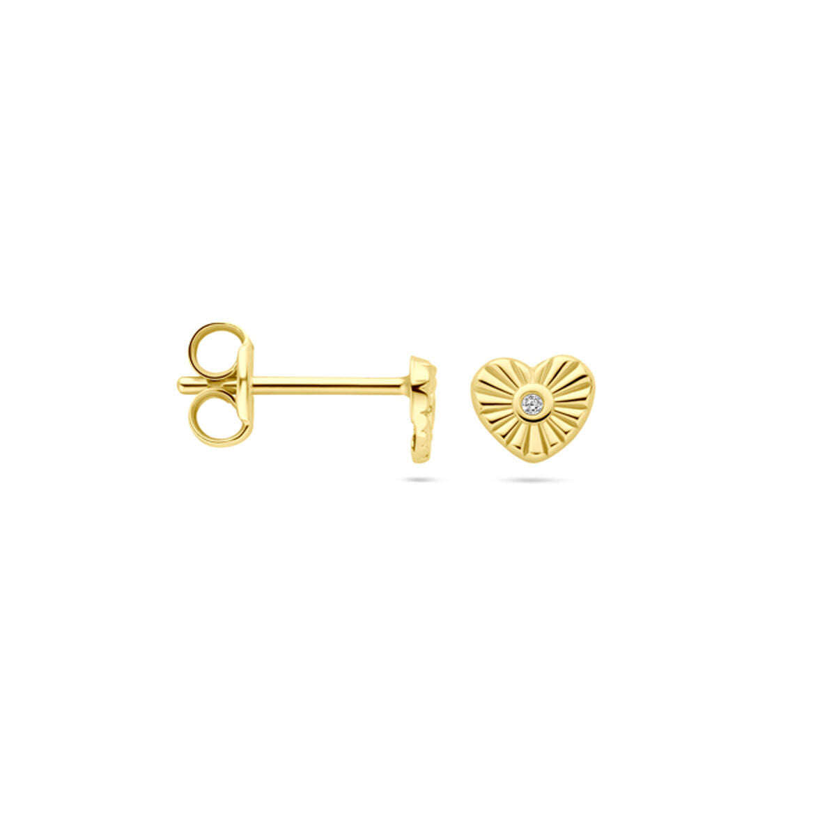 Ohrstecker Herz Zirkonia 4,5 mm 14K Gelbgold