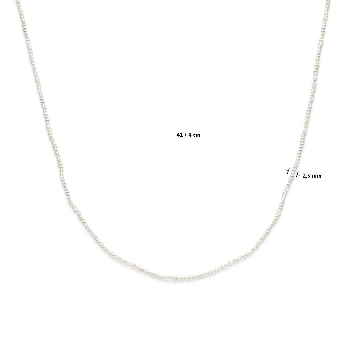 Halskette Perlen 41 - 45 cm rhodiniertes Silber