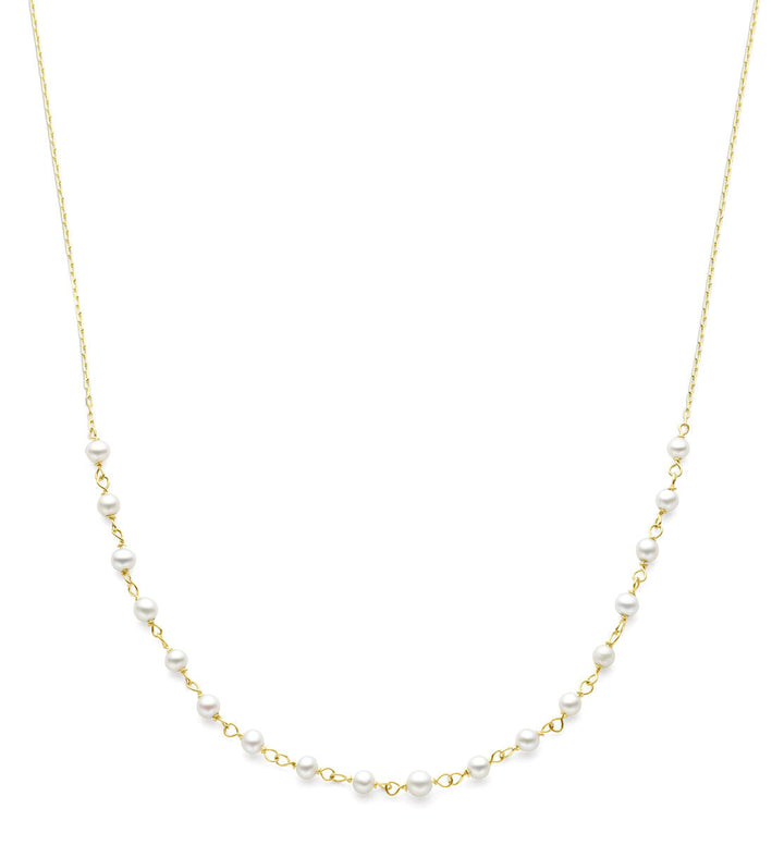 Gold Damenhalskette Perlen 14K