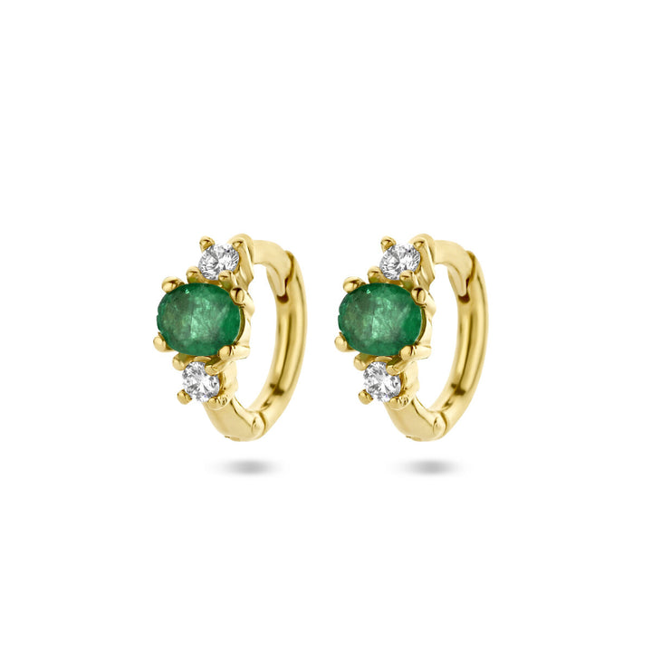 Ohrhänger Smaragd und Diamant 0,10 ct (2 x 0,05 ct) h SI 14 K Gelbgold