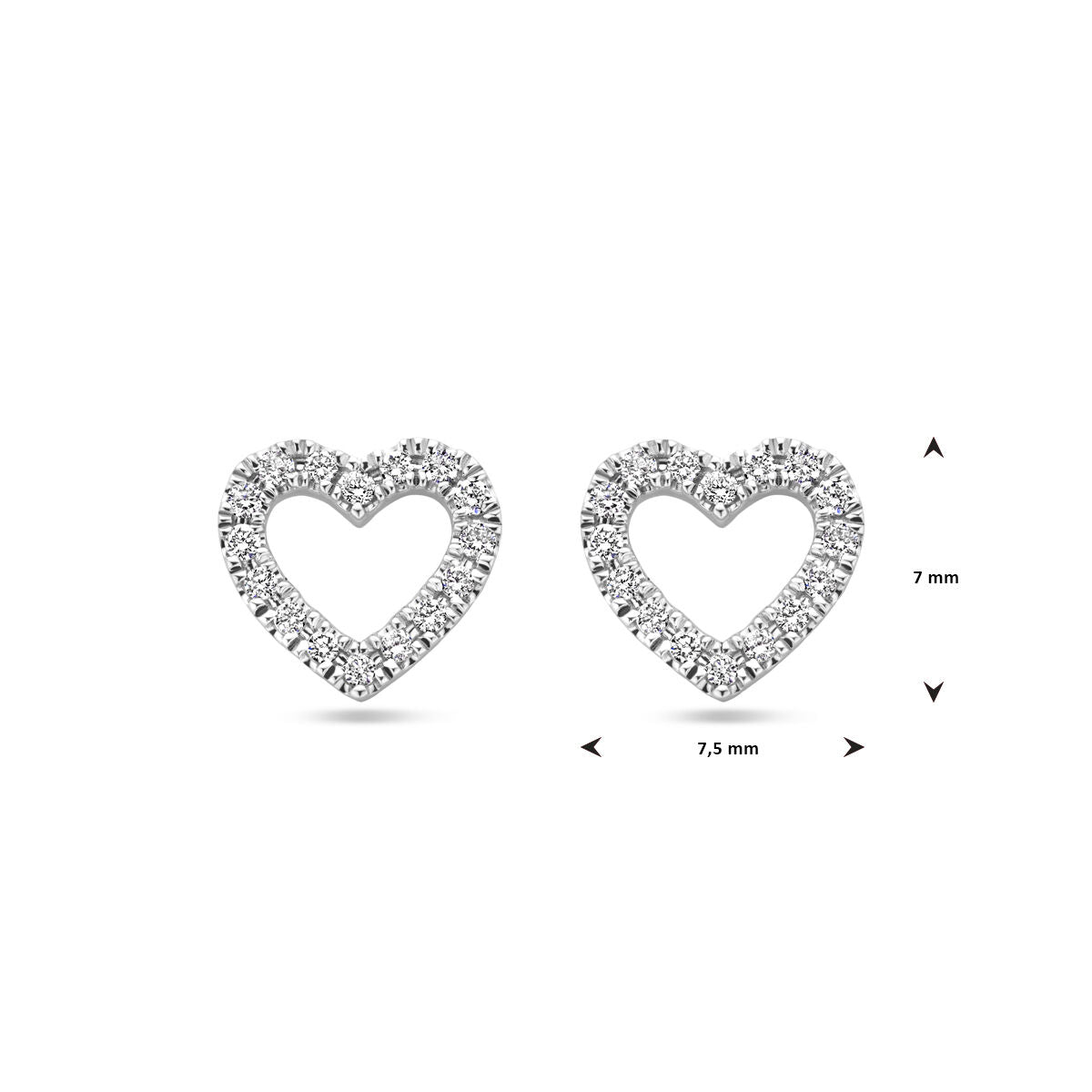 Ohrstecker Herz Diamant 0,11ct (2x 0,055ct) H SI 7 mm 14K Weißgold