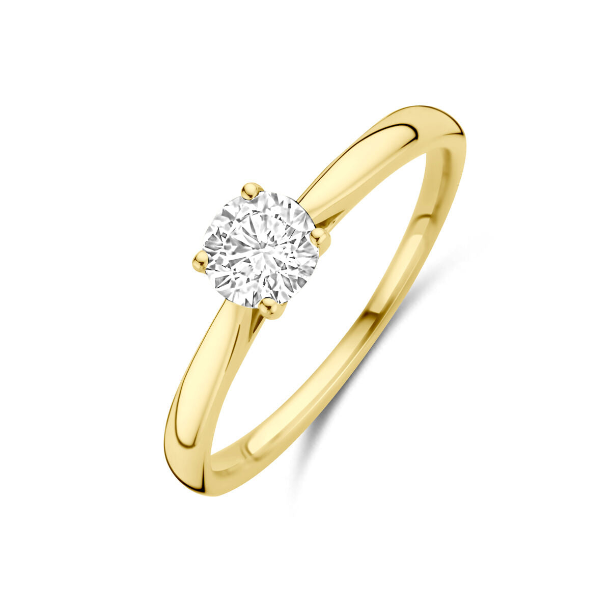 Damenring aus 14k Gelbgold mit 0,50 ct lab-grown Diamant im runden Brillantschliff