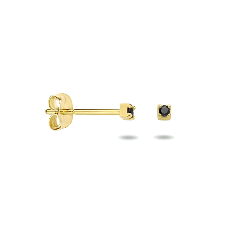 Ohrstecker schwarzer Zirkonia 14K Gelbgold