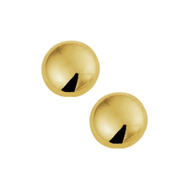 Voeg een vleugje elegantie toe aan je dames sieraden collectie met Van der Kooij Collectie oorknoppen halve bol 14K geelgoud: glanzende, ronde oorknopjes met een gladde, reflecterende afwerking en een subtiel zwart halvemaan accent.