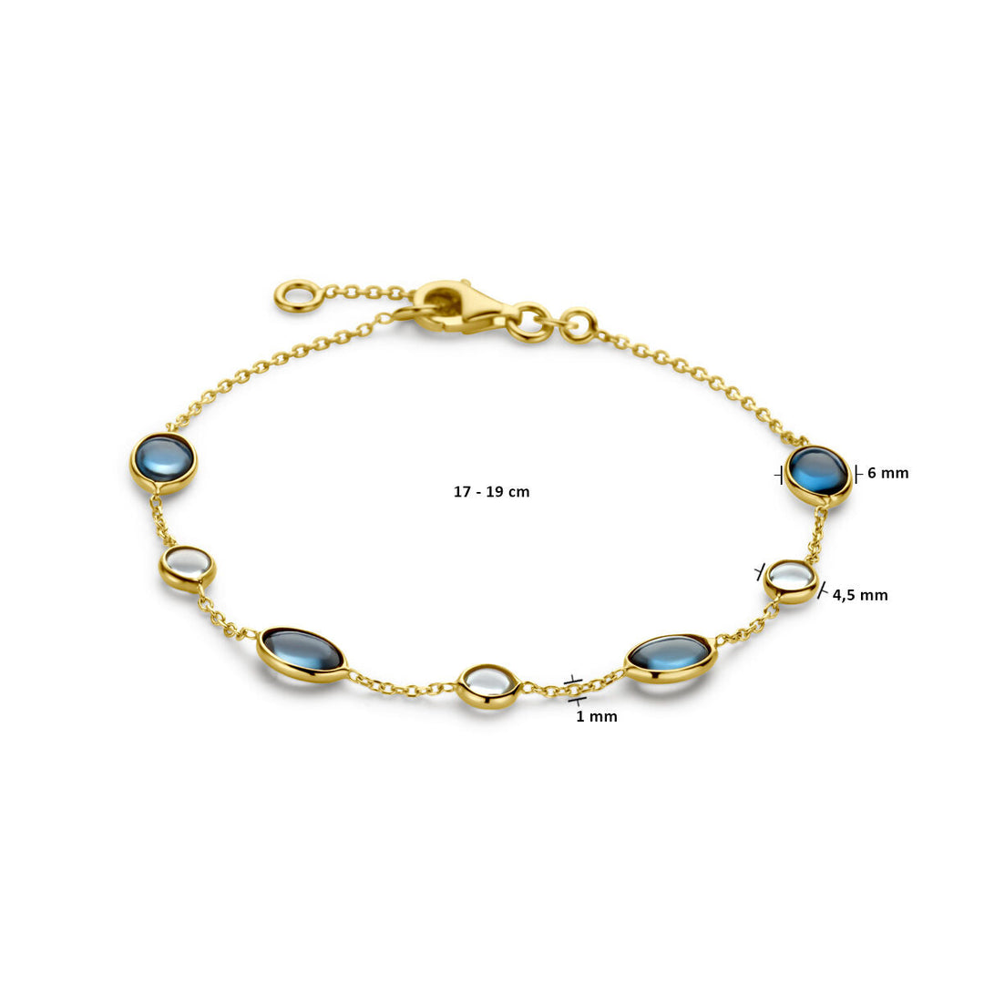 Goldarmband Damen London Blau und Blautopas 14K