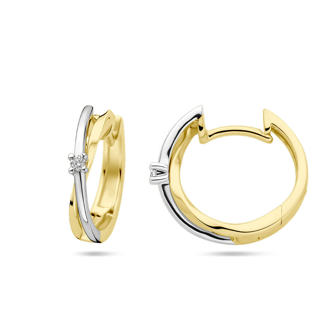 Ohrhänger Diamant 0,03 ct (2x 0,015 ct) h si 14K Bicolor-Gold gelb/weiß