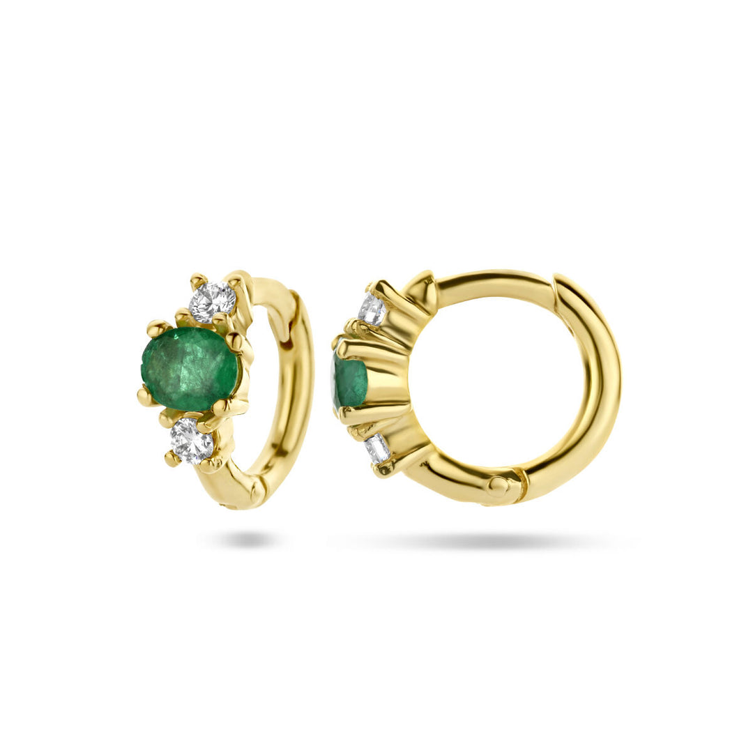 Ohrhänger Smaragd und Diamant 0,10 ct (2 x 0,05 ct) h SI 14 K Gelbgold