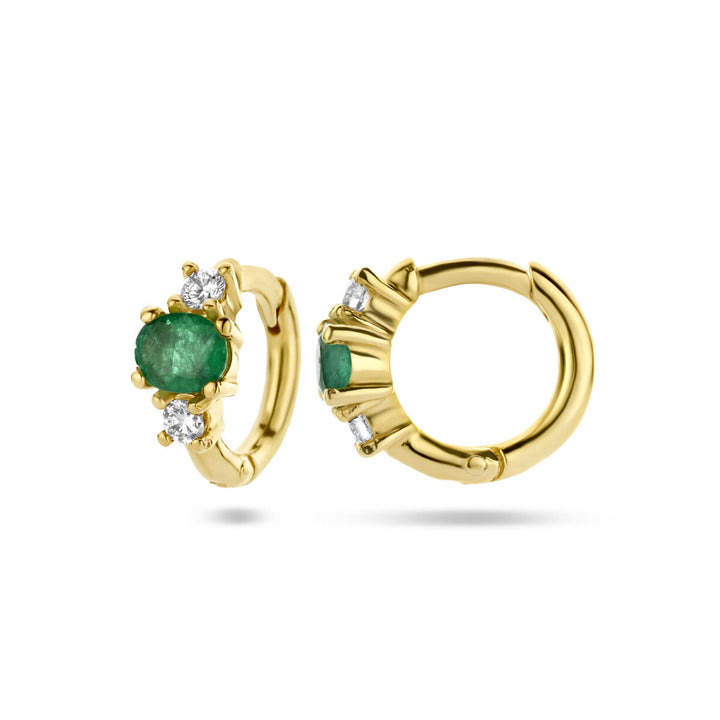 Ohrhänger Smaragd und Diamant 0,10 ct (2 x 0,05 ct) h SI 14 K Gelbgold