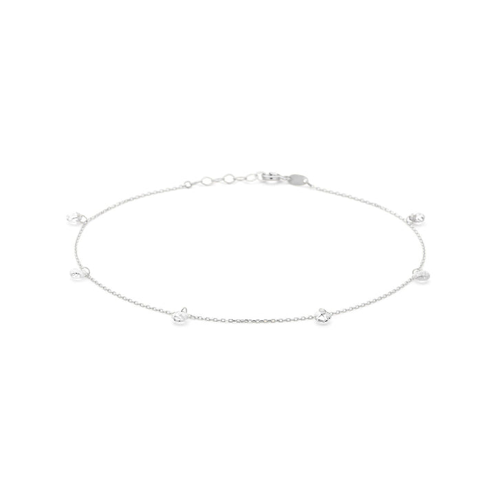 Fußkettchen Zirkonia 1,0 mm 24 + 2 cm Silber rhodiniert