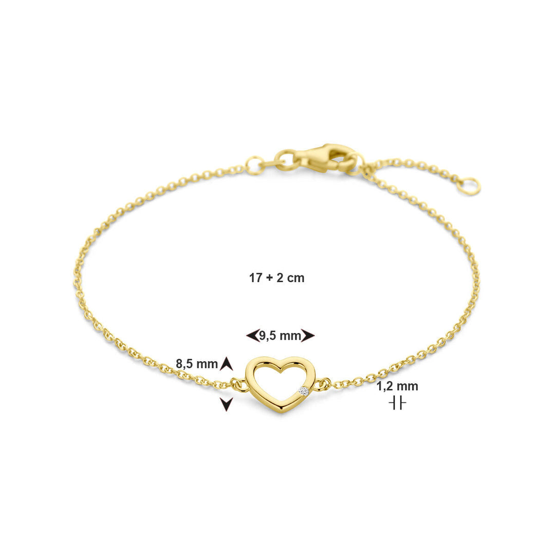 Goldarmband Damen Herz und Diamant 14K
