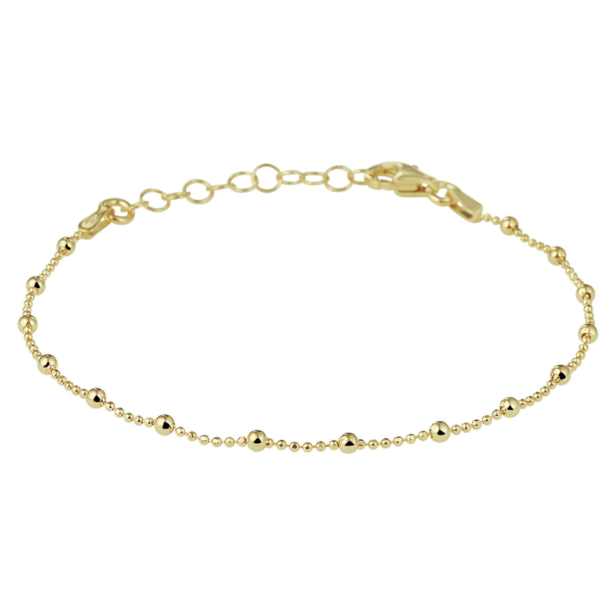 Armband mit 2,0 mm großen Kugeln, 16 + 3 cm lang, aus 3 Mikron vergoldetem Silber