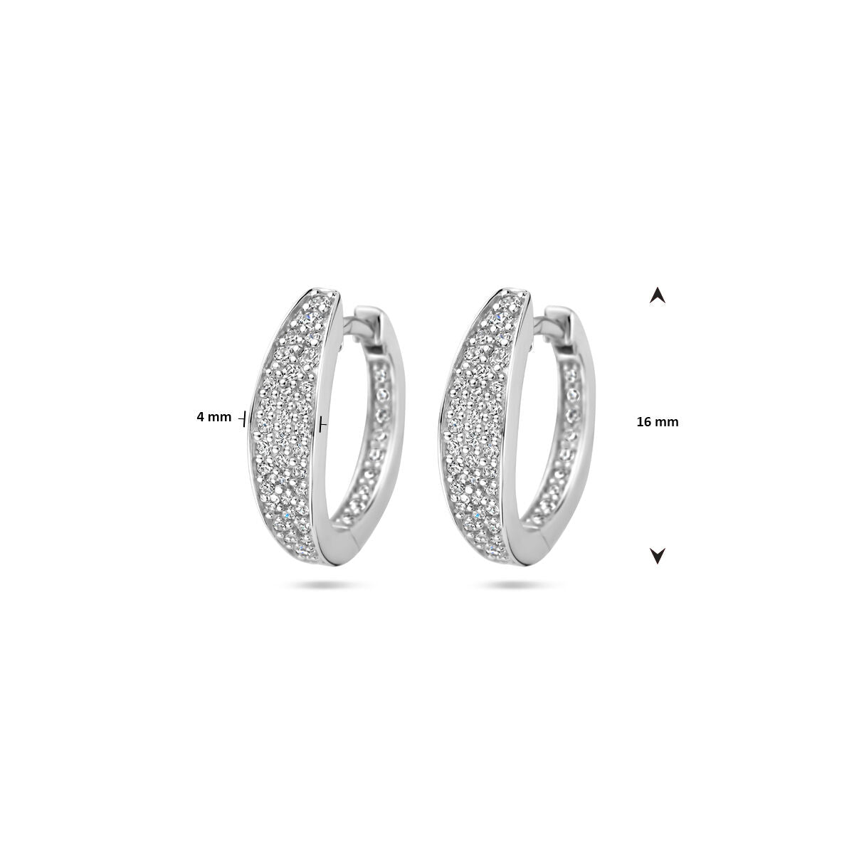 Klappcreolen Zirkonia 16 mm Silber rhodiniert