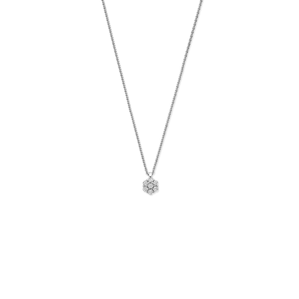 Silbernes Collier mit Zirkonia-Anhänger, verstellbar von 41 bis 45 cm