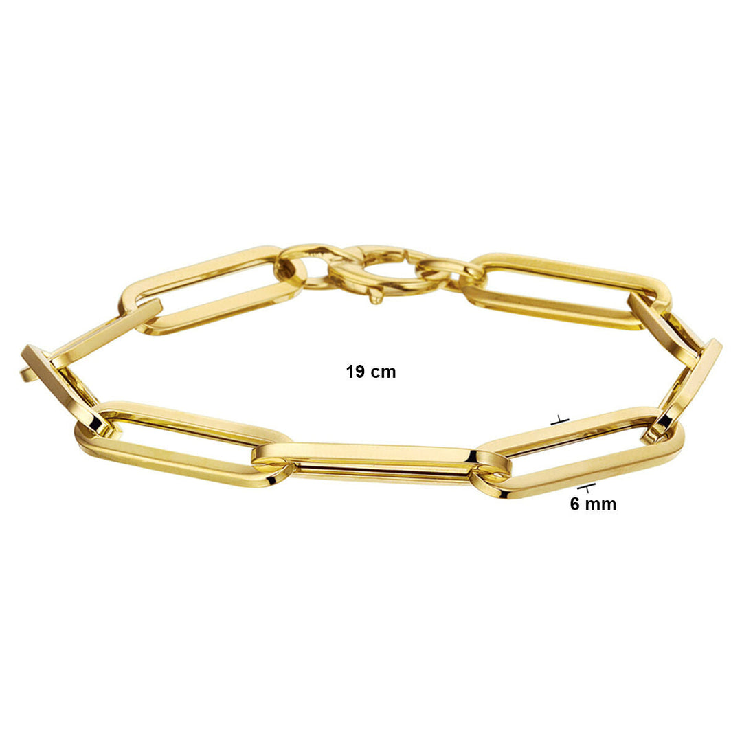 Goldarmband Damen Büroklammer Vierkantrohr 14K