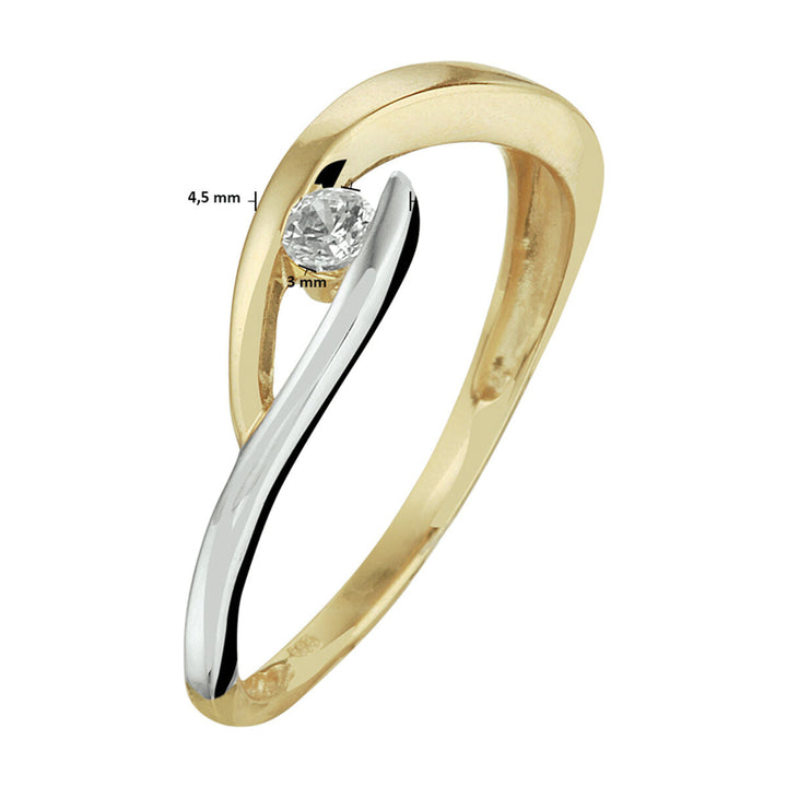 Ring Zirkonia 14K Bicolor Gold Gelb/Weiß